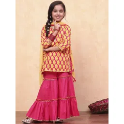 Biba Girls Floral Printed Pure Cotton Kurti With Sharara & Dupatta-picture-13