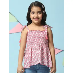 Biba Girls Floral Printed Smocked Cotton Top-picture-15