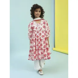 Biba Girls Red & White Cotton Printed Suit Set-picture-10