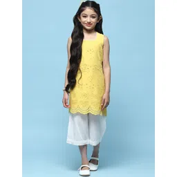 Biba Girls Self Design Pure Cotton Straight Kurta with Palazzos-picture-45