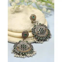 Biba Green Brass Drop & Danglers Earrings for Women-picture-17