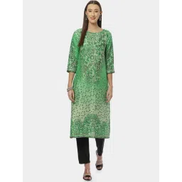 Biba Green Printed Straight Kurta-picture-38