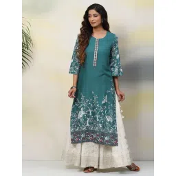 Biba Green Printed Straight Kurta-picture-31