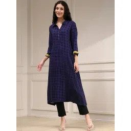 Biba Indigo Blue Straight Fit Printed Kurta-picture-17