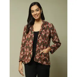 Biba Maroon Straight Fit Printed Blazer-picture-20