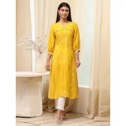Biba Mustard Regular Fit Printed Kurtas-picture-20
