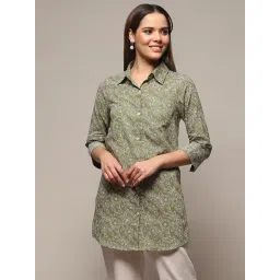 Biba Olive Printed Cotton Shirt-picture-23
