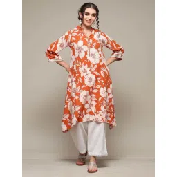 Biba Orange Printed A Line Kurta-picture-37