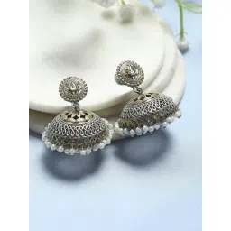 Biba Oxidised Gold Brass Jhumka Earrings for Women-picture-23