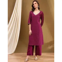 Biba Pink Embellished Straight Kurta-picture-19