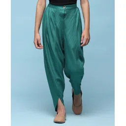 BIBA Rayon Full Length Solid Herem Dhoti - Green-picture-12