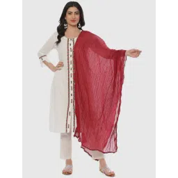 Biba Red Cotton Plain Dupatta-picture-32
