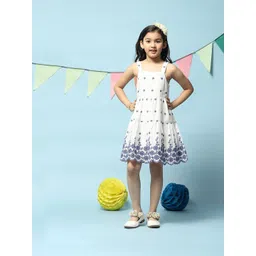 Biba Scalloped Floral Embroidered Fit & Flare Cotton Dress-picture-32