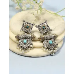 Biba Turquoise Brass Drop & Danglers Earrings for Women-picture-39