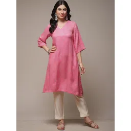 Biba V-Neck Geometric Printed A-Line Kurta-picture-24