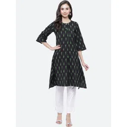 Biba Women Black Printed A-Line Kurta-picture-22
