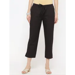 Biba Women Black Straight Fit Cotton Trousers-picture-33