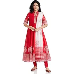 biba Women Cotton Anarkali Printed Kurta Churidar Suit Set-picture-16