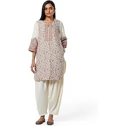 biba Women Cotton Blend Straight Yarndyed 2 Piece Kurta With Pant Set-picture-19