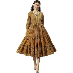 biba Women Cotton Flared Printed Dress-picture-53