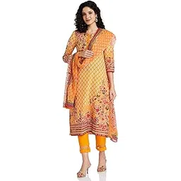 biba Women Cotton Straight Kurta Slim Pants Suit Set-picture-24