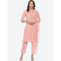 Biba Women Ethnic Motifs Embroidered Kurta With Trousers & Dupatta-picture-12