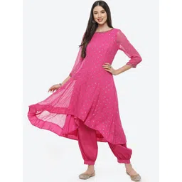 Biba Women Fuchsia Ethnic Motifs Printed Panelled Kurta with Salwar-picture-40