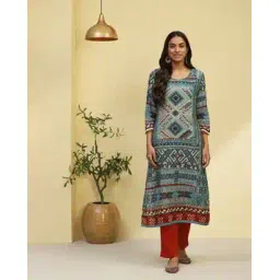 biba Women Geometric Print Straight Kurta-picture-11