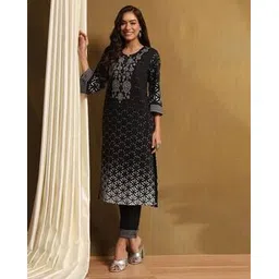 biba Women Geometric Print Straight Kurta with Pants Set-picture-34