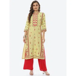 Biba Women Green Ethnic Motifs Embroidered Mirror Work Kurta-picture-39
