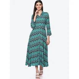 Biba Women Green Geometric Printed Midi Dress-picture-15