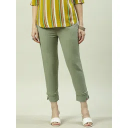 Biba Women Mid-Rise Relaxed Straight Leg Cropped Cotton Ethnic Trousers-picture-10