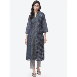 Biba Women Navy Blue Geometric Printed Kurta-picture-19