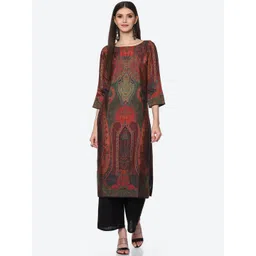 Biba Women Orange Ethnic Motifs Printed Kurta-picture-26