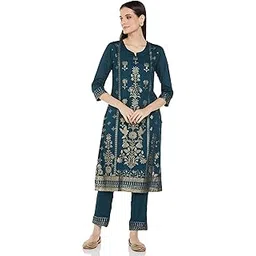biba Women Rayon Straight Kurta Pant 2 Piece Set-picture-46