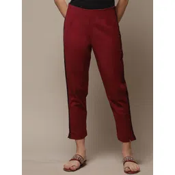 Biba Women Relaxed Straight Leg Mid-Rise Straight Fit Cotton Cropped Cigarette Trousers-picture-20