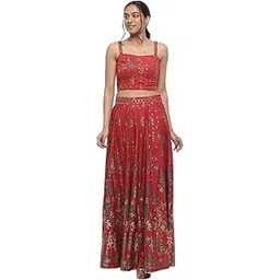 biba Women Satin Straight Printed Lehenga Set-picture-39