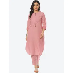 Biba Women Self Design Kurta with Trousers-image-34