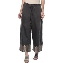 biba Women Straight Mid Rise Art Silk Palazzo-picture-31