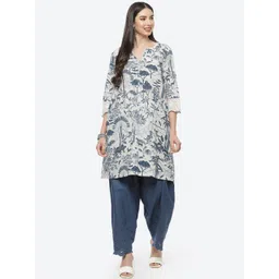 Biba Women White Floral Printed Pure Cotton Kurta with Salwar-picture-28