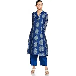 biba Women's Art Silk Floral Kurta Pants Set-picture-28