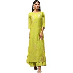 biba Women's Poly Chanderi A-Line Mid-Calf Length Casual Dress-picture-46