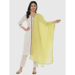 Biba Yellow Cotton Plain Dupatta-picture-28