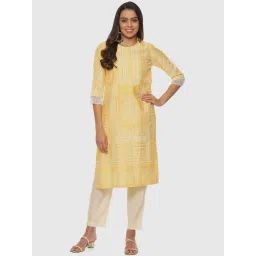 Biba Yellow Printed Straight Kurta-picture-12