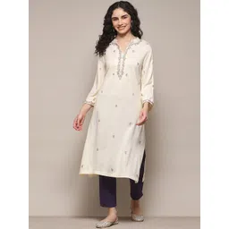 Biba Yoke Design Thread Work Acrylic Kurta-picture-13
