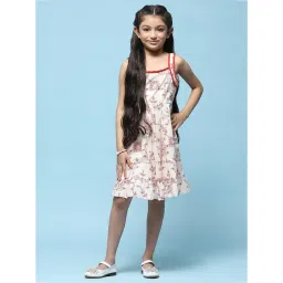 BIBA Girls Beige Floral Print Dress-picture-38