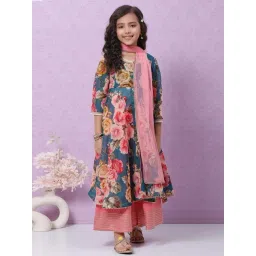 biba girls Biba Kids Blue & Pink Cotton Printed Kurta Set-picture-48