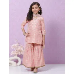 biba girls Biba Kids Pink Embroidered Kurta Set-picture-28