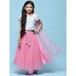BIBA Girls Blue & Pink Embellished Lehenga, Choli with Dupatta-picture-28