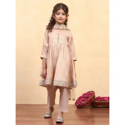 BIBA Girls Gold Embroidery Suit Set-picture-24